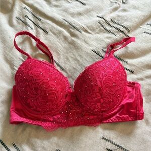 Elegant Lace Red Bra